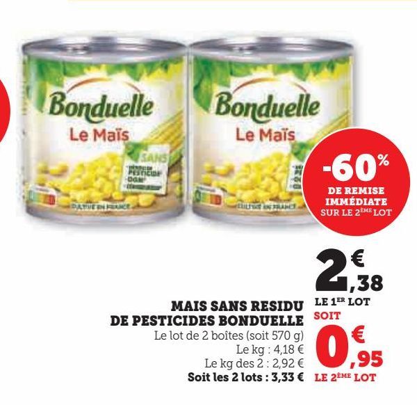 maïs sans residu de pesticides Bonduelle