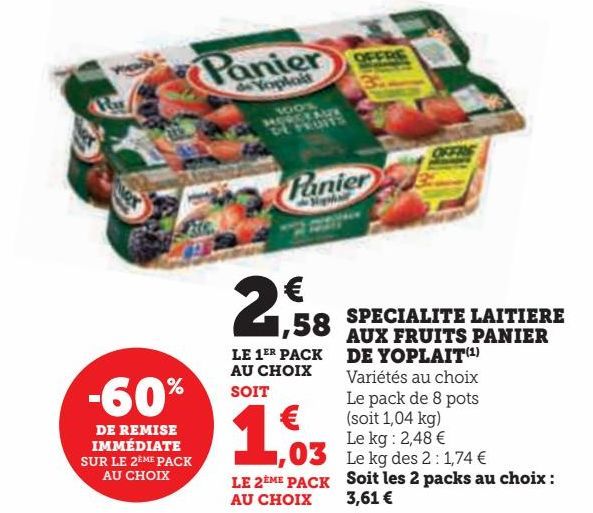 SPECIALITE LAITIERE AUX FRUITS PANIER DE YOPLAIT