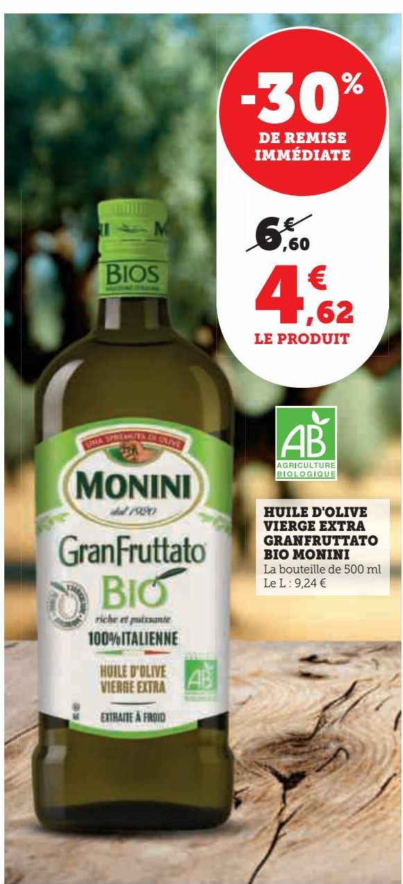 HUILE D'OLIVE VIERGE EXTRA GRANFRUTTATO BIO MONINI