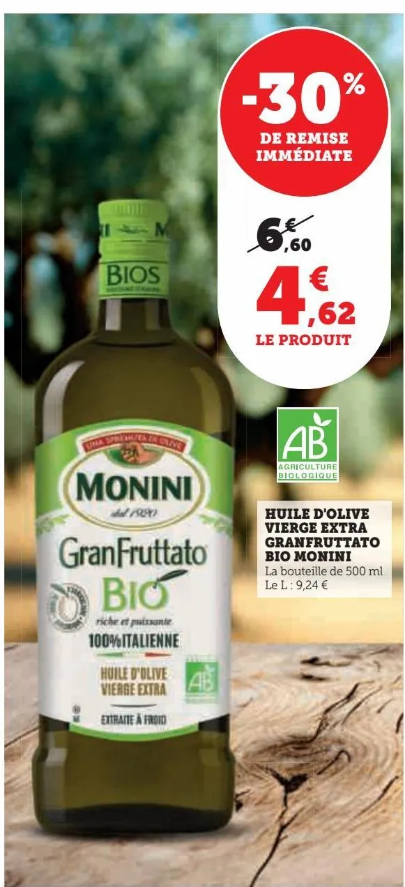 huile d'olive vierge extra granfruttato bio monini