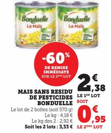 MAIS SANS RESIDU DE PESTICIDES BONDUELLE