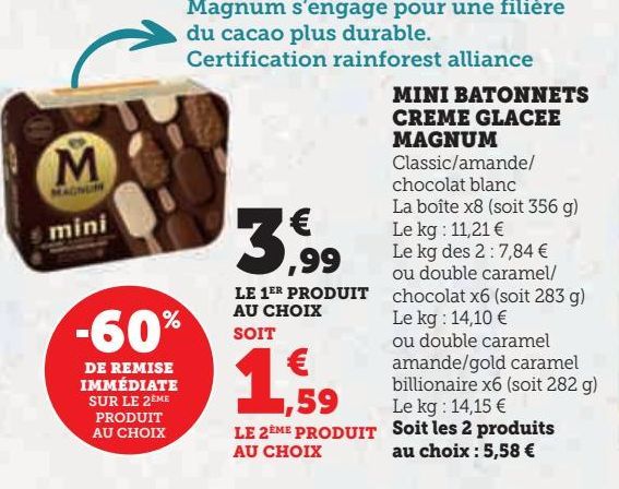 MINI BATONNETS CREME GLACEE MAGNUM