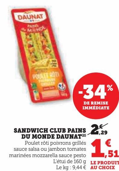 SANDWICH CLUB PAINS DU MONDE DAUNAT