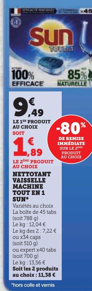 NETTOYANT VAISSELLE MACHINE TOUT EN 1 SUN