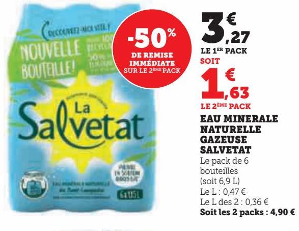 EAU MINERALE NATURELLE GAZEUSE SALVETAT