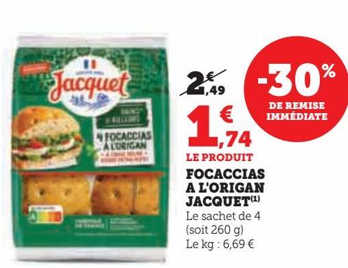 FOCACCIAS A L'ORIGAN JACQUET