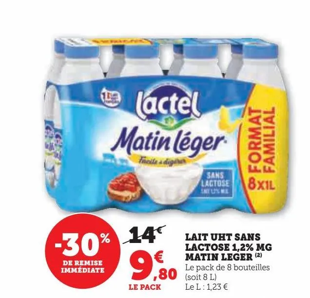 lait uht sans lactose 1,2% mg matin leger