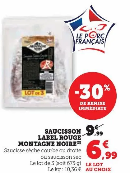 saucisson label rouge montagne noire