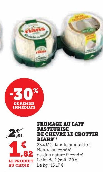 FROMAGE AU LAIT PASTEURISE DE CHEVRE LE CROTTIN RIANS