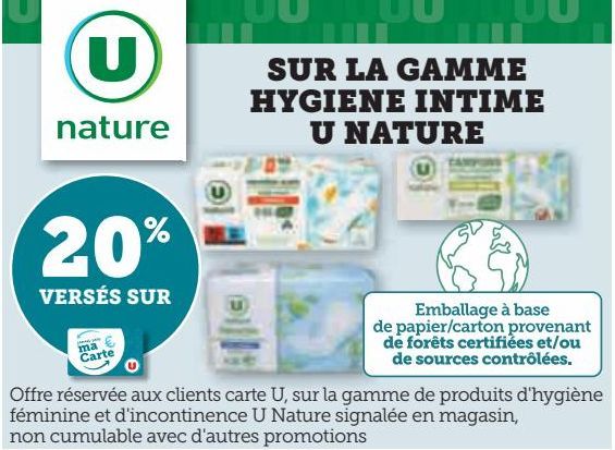 LA GAMME  HYGIENE INTIME  U NATURE