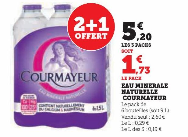 EAU MINERALE  NATURELLE   COURMAYEUR