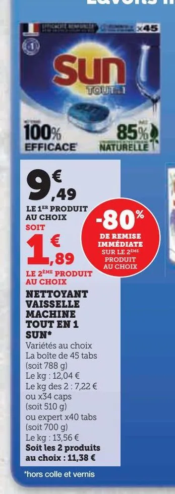 nettoyant vaisselle machine tout en 1 sun