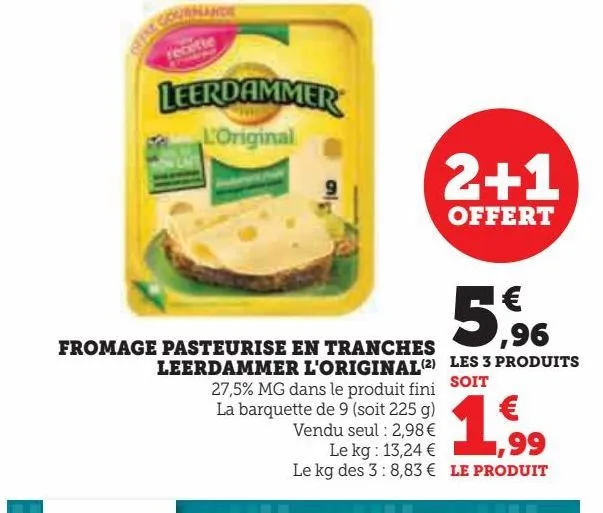 fromage pasteurise en tranches leerdammer l'original