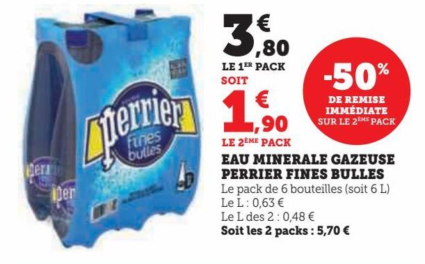 EAU MINERALE GAZEUSE PERRIER FINES BULLES