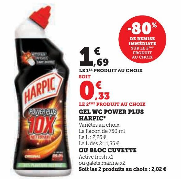 GEL WC POWER PLUS HARPIC OU BLOC CUVETTE