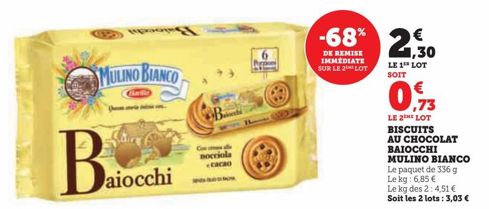 BISCUITS AU CHOCOLAT BAIOCCHI MULINO BIANCO