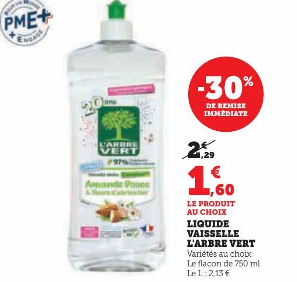 LIQUIDE  VAISSELLE  L'ARBRE VERT