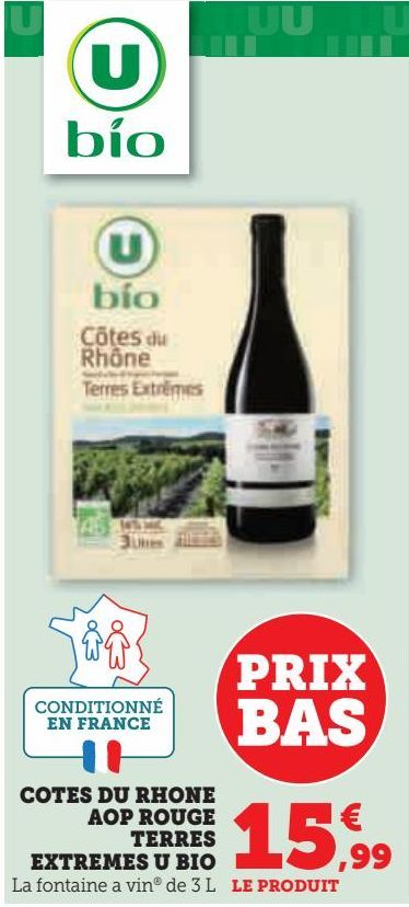 COTES DU RHONE  AOP ROUGE  TERRES  EXTREMES U BIO