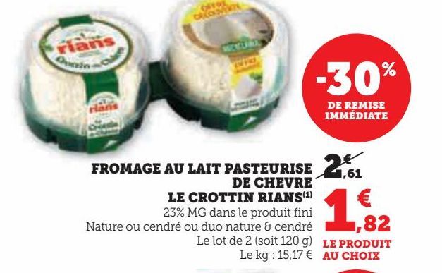 FROMAGE AU LAIT PASTEURISE  DE CHEVRE  LE CROTTIN RIANS