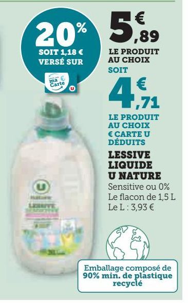 LESSIVE  LIQUIDE  U NATURE