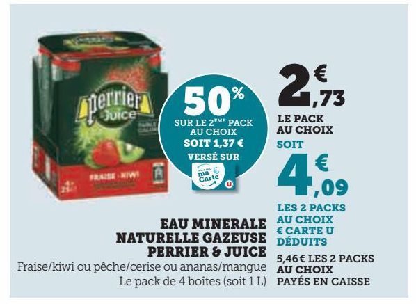 EAU MINERALE NATURELLE GAZEUSE PERRIER & JUICE