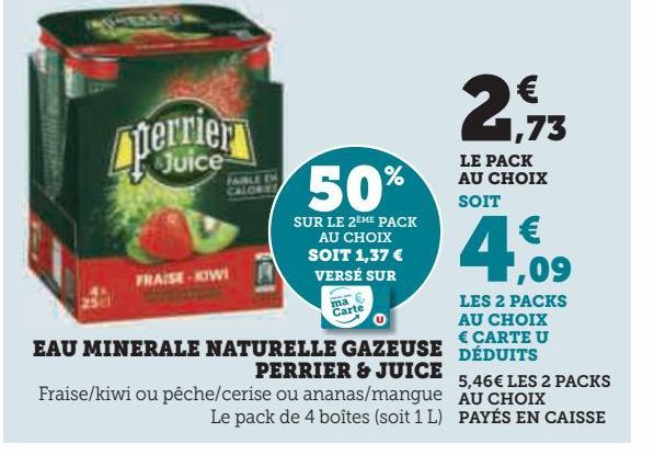 EAU MINERALE NATURELLE GAZEUSE PERRIER & JUICE