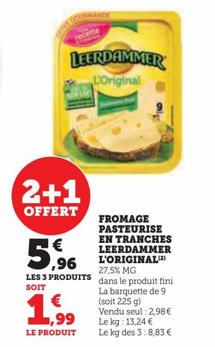 FROMAGE PASTEURISE EN TRANCHES LEERDAMMER L'ORIGINAL