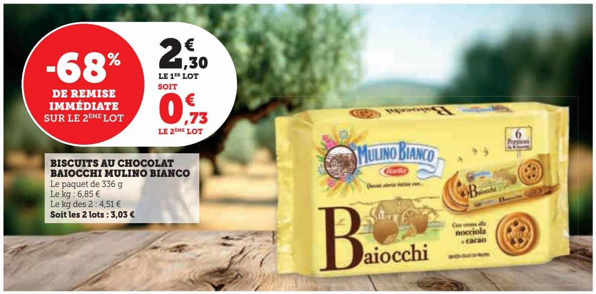 BISCUITS AU CHOCOLAT BAIOCCHI MULINO BIANCO