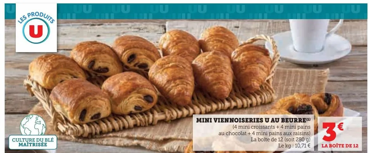 mini viennoiseries u au beurre