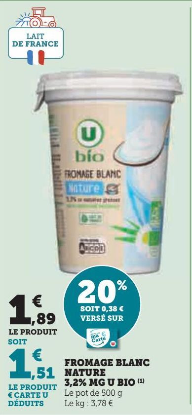 FROMAGE BLANC  NATURE  3,2% MG U BIO