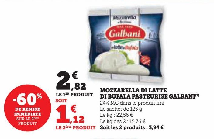 MOZZARELLA DI LATTE DI BUFALA PASTEURISE GALBANI