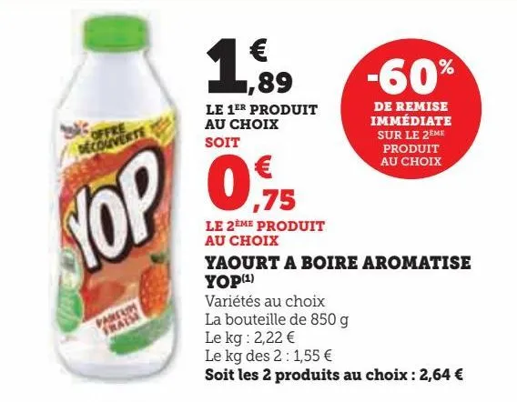 yaourt a boire aromatise yop