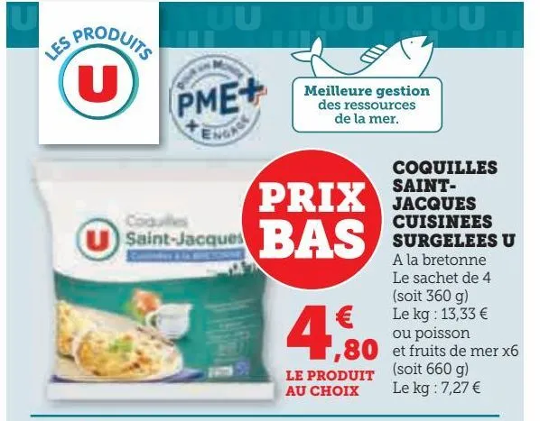 coquilles saint-jacques cuisinees surgelees u