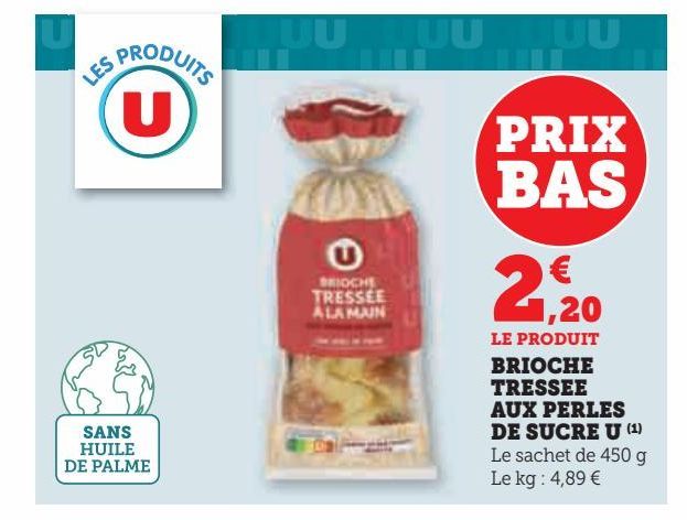 BRIOCHE TRESSEE AUX PERLES DE SUCRE U