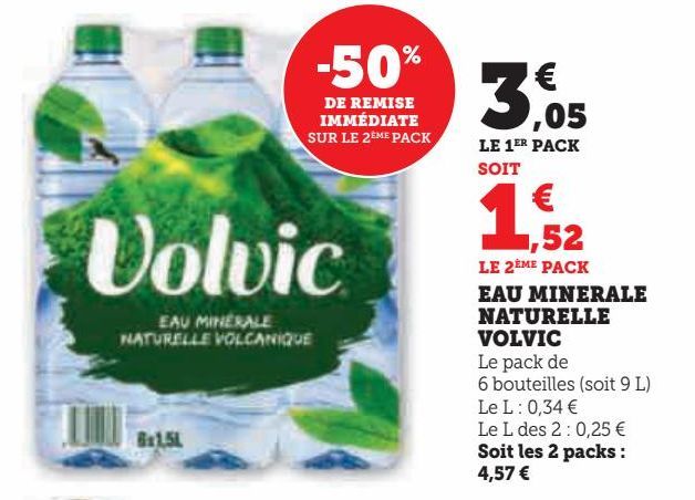 EAU MINERALE NATURELLE VOLVIC