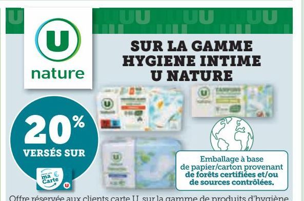 SUR LA GAMME HYGIENE INTIME U NATURE