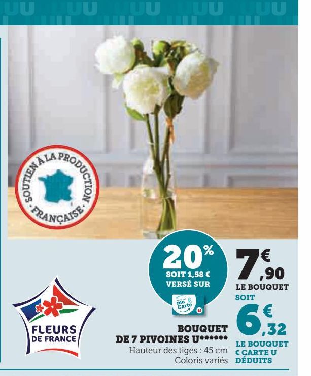 BOUQUET DE 7 PIVOINES U