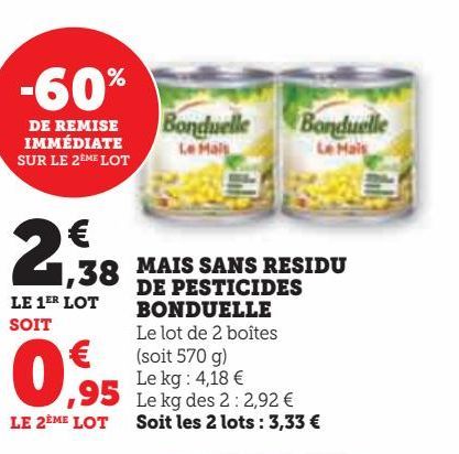 MAIS SANS RESIDU DE PESTICIDES BONDUELLE