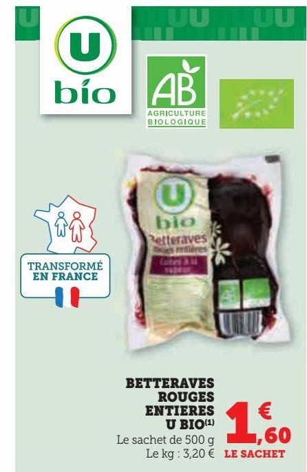 BETTERAVES ROUGES ENTIERES U BIO