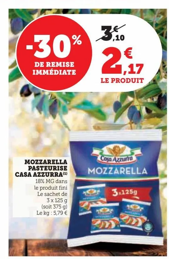 mozzarella pasteurise casa azzurra