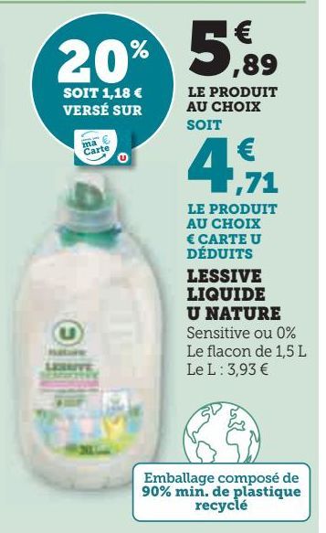 LESSIVE LIQUIDE U NATURE