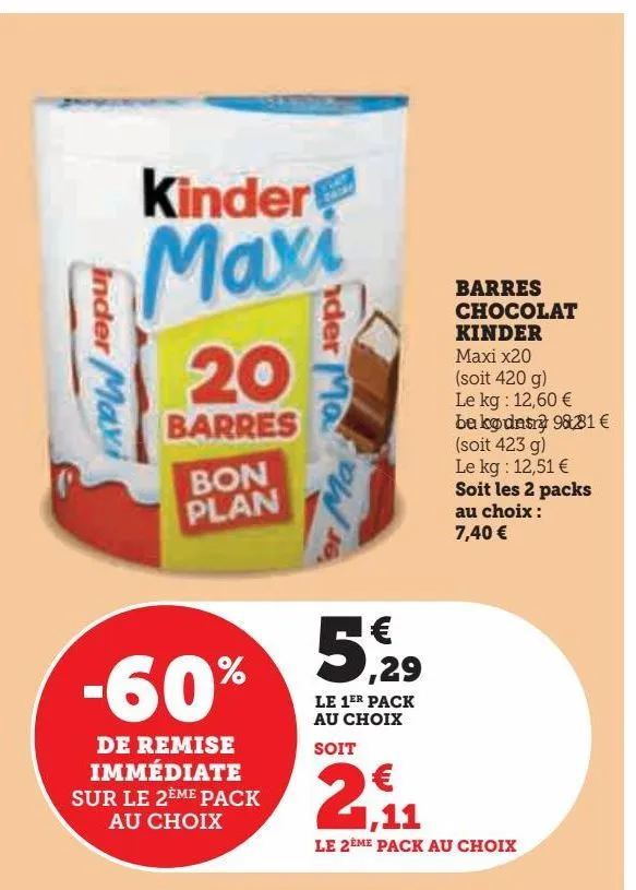 barres chocolat kinder