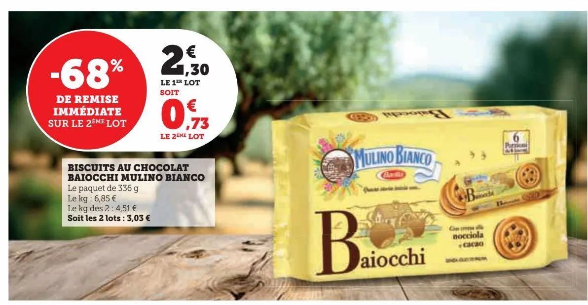 biscuits au chocolat baiocchi mulino bianco