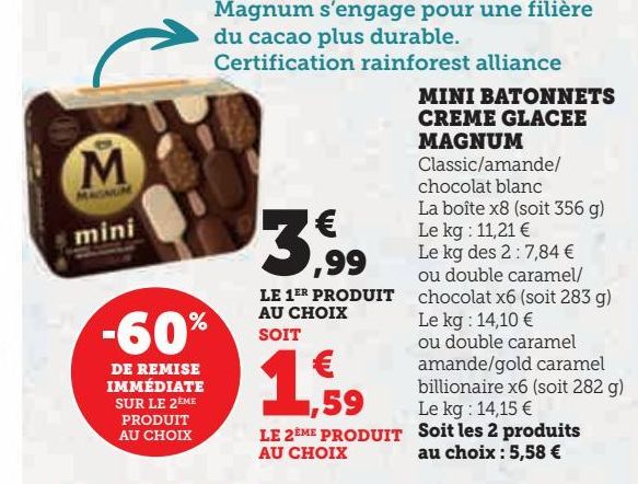 MINI BATONNETS CREME GLACEE MAGNUM