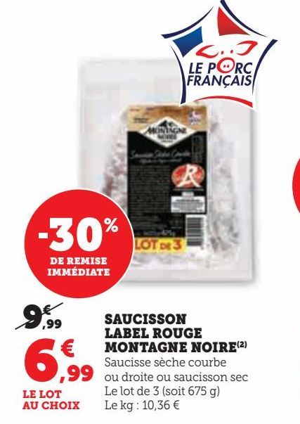 SAUCISSON LABEL ROUGE MONTAGNE NOIRE