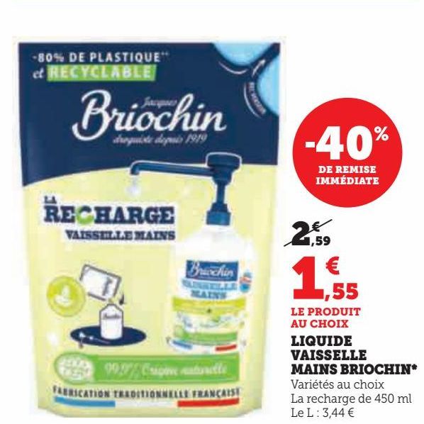 LIQUIDE VAISSELLE MAINS BRIOCHIN