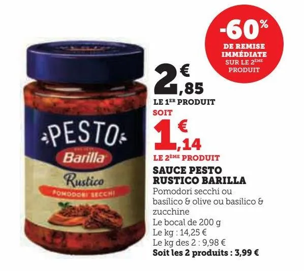 sauce pesto rustico barilla