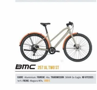 bmc 257 al two st  cadre: aluminium, fourche: alu. transmission: sram gx eagle. nb vitesses: 1x11. freins: magura mt4, 1999 € 