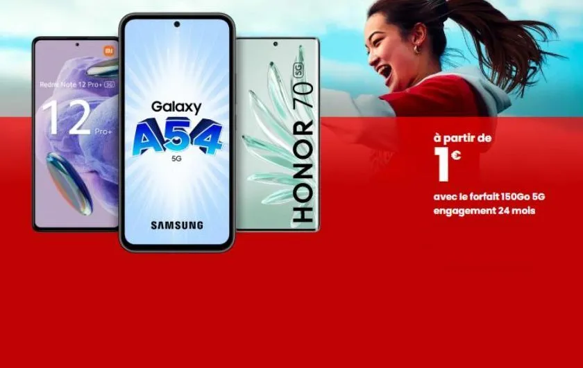 redmi note 12 pro+ 56  12  pro+  galaxy  a54  5g  samsung  (5g)  honor 70  he  à partir de  1ª  avec le forfait 150go 5g engagement 24 mois  