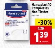 Hansaplast  COMPRESS NON-TISSEES DOUCES 75x25m  16  Hansaplast 10 Compresses Non Tissées  561347 